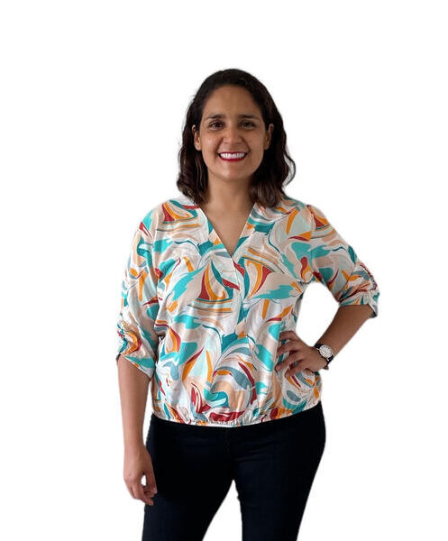 blusa seda estampada
