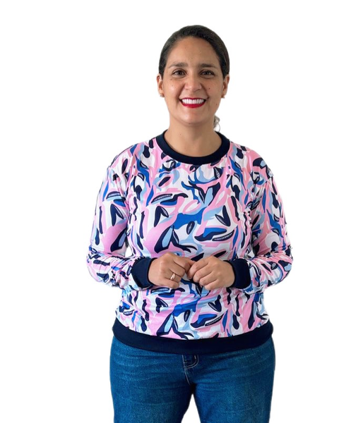 rosado azul y blanco